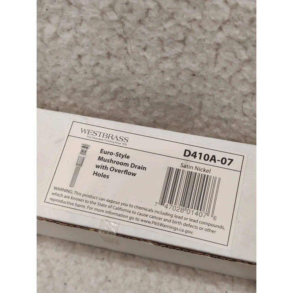 Westbrass D410A-07 Euro Lavatory Drain w/ Overflow Holes - Exposed, Satin Nickel
